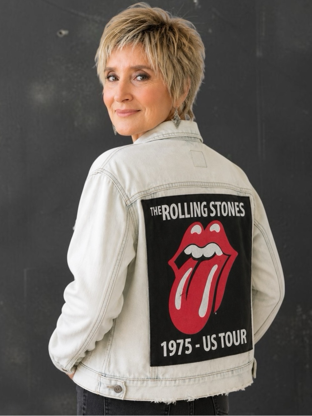 ROLLING STONES Upcycled Tee Shirt Denim Jacket Band Rocker Festival Grunge